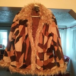Outbrook Suede Patchwork Faux Fur coat/jacket